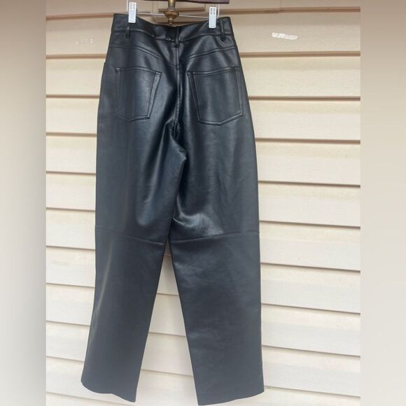 Aritzia Wilfred Black faux Leather High-Waisted Pants, hidden button closure, 2 - Picture 8 of 10